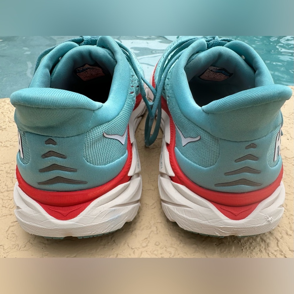 Hoka One One Clifton 8 Wide Aquarella Blue Running Shoe Women Size 9D VGC Clean - Picture 11 of 16